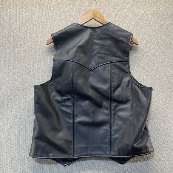Vintage California Leather Creations Genuine Leather Motorcycle Vest Size 46 - Picture 2 of 9